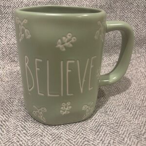 Rae Dunn Sage Green 'Believe' Mug